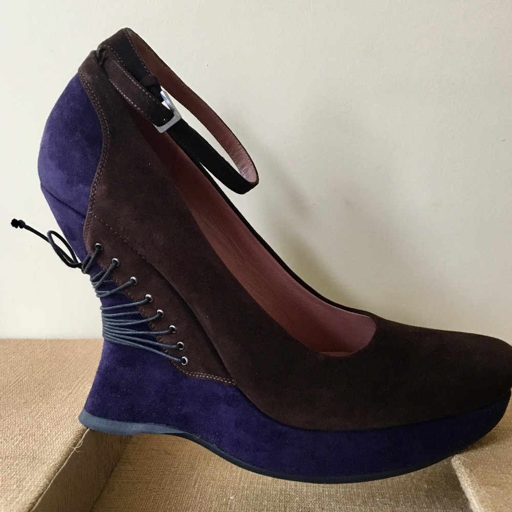 NIB Rare Azzedine Alaia Suede Corset Platform Shoes 39.5 Vintage Collectors NEW